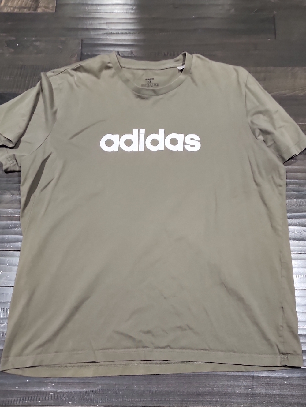 adidas Olive Logo Short Sleeve Tee - White Print